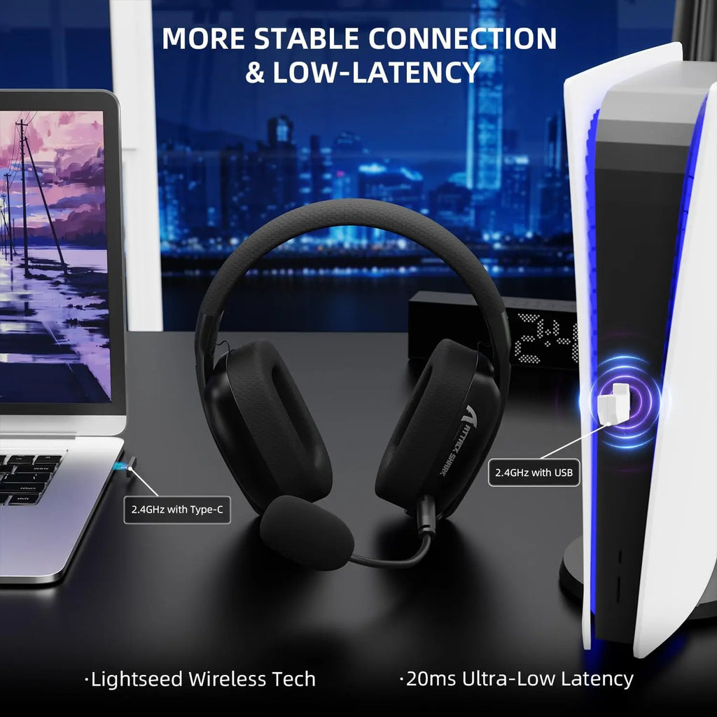 MAMBASNAKE×Attack Shark L80PRO Gaming Headset, Lightweight Over-Ear Gaming Headphones