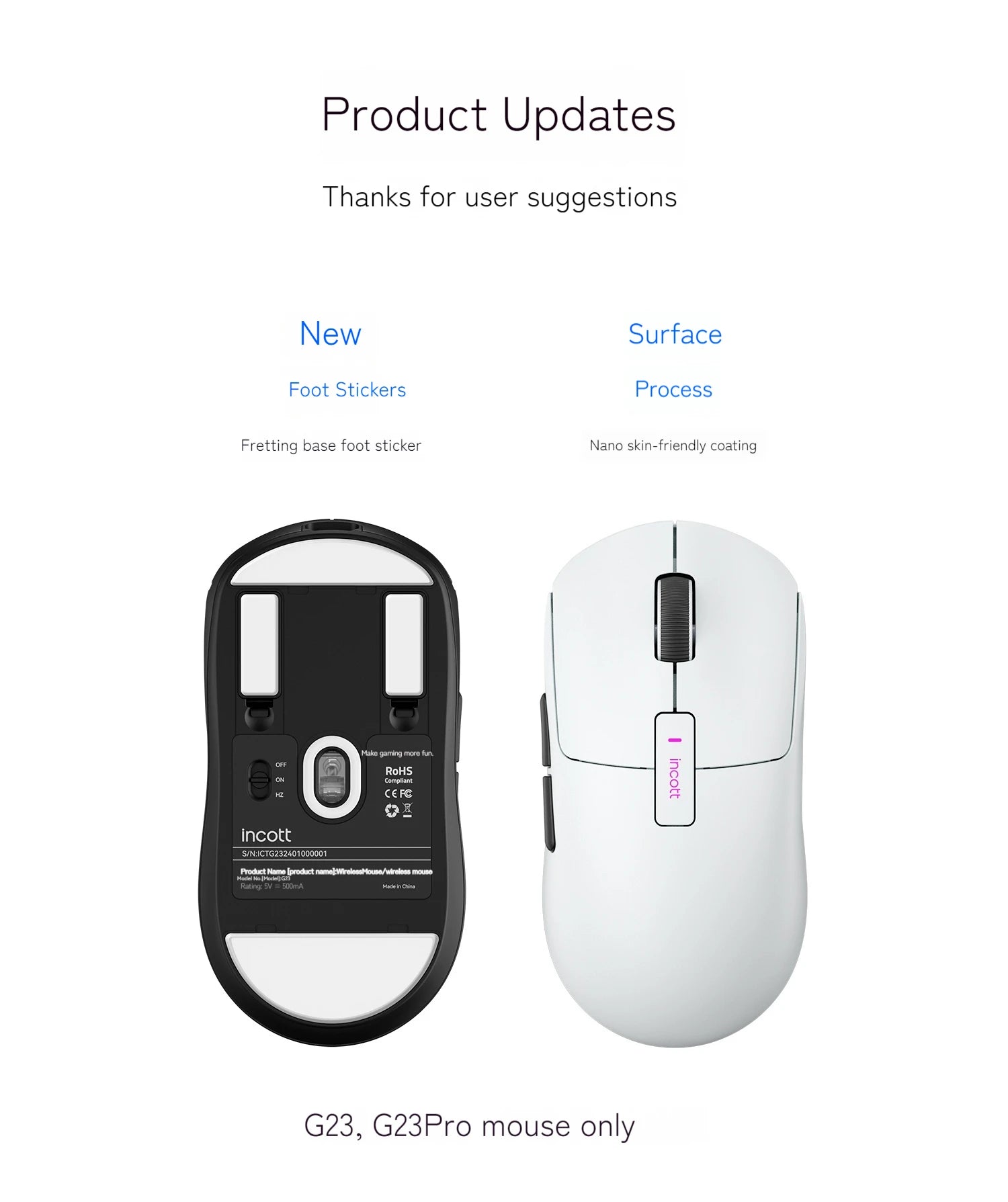 Incott G23 Pro Mouse Hot Plug Micro Motion Electronic Gaming Games Three Mode 8k Wireless Bluetooth Paw3395 Office Mouse Gifts