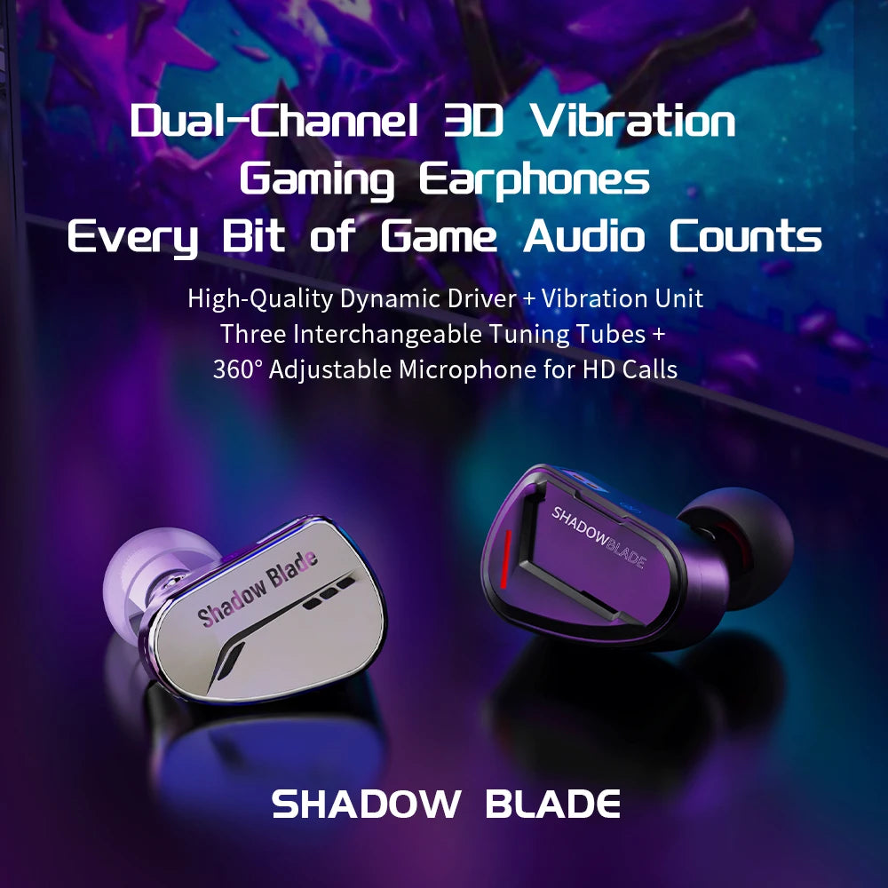 CVJ  Shadow Blade In Ear Earphones 1DD+1 Vibration Switch Adjustable Gaming ports in-ear typec Hifi Headphones konoka Mermaid2