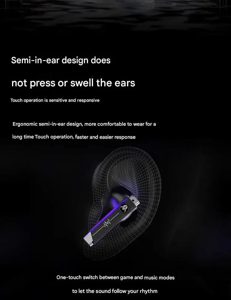 GravaStar P5 Bluetooth headset noise reduction HIFI sound quality long battery life semi-in-ear gaming mecha headset Gift