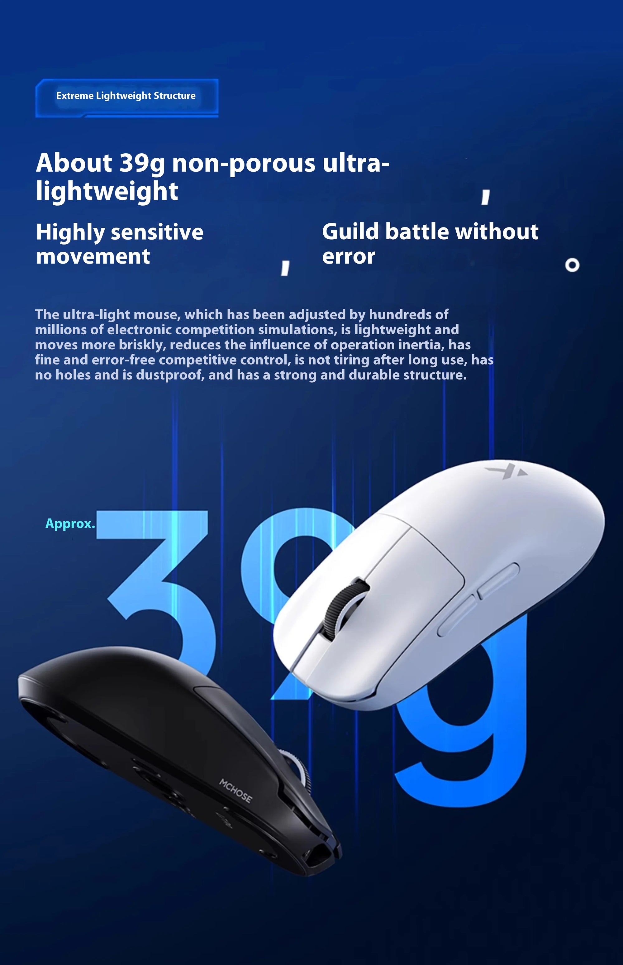 MCHOSE L7 Ultra+ Lightweight Mouse Wireless Tri-mode Bluetooth PAW3395 500mAh PC Esports Laptop Gaming Mice L7 Pro+ ﻿