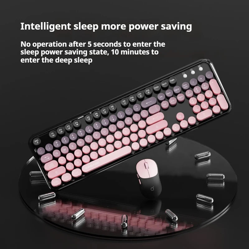 EWEADN 2.4G Single-Mode Wireless Silent Keyboard & Mouse Set, Color Block Design, Compact Ergonomic for gaming ,Office Laptop PC