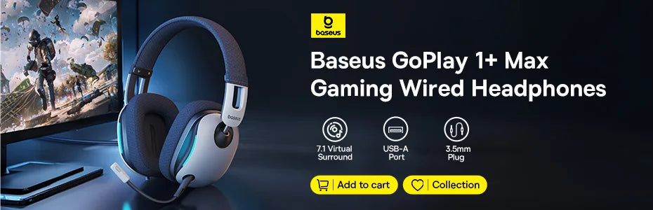 Baseus GH02 Wireless Gaming Headsets with Mic Headphones Bluetooth 5.3 40mm Driver 2.4G/Wireless/Cable RGB Overhead Headphone