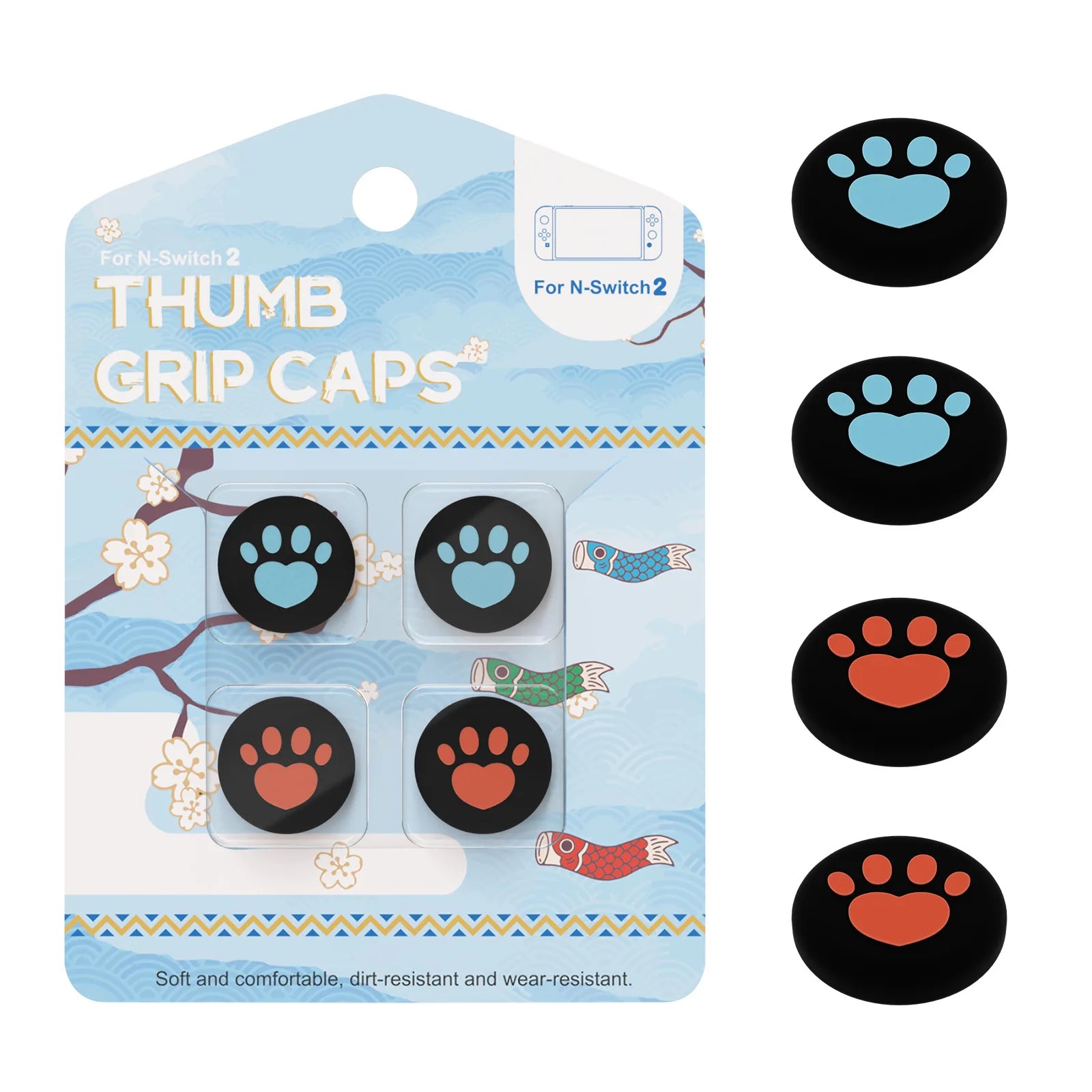 Thumb Skin Grips Caps for Nintendo Switch 2 Joystick Cover Case for Switch2 Silicone Soft Cat Paw Cover Game Console Accessories