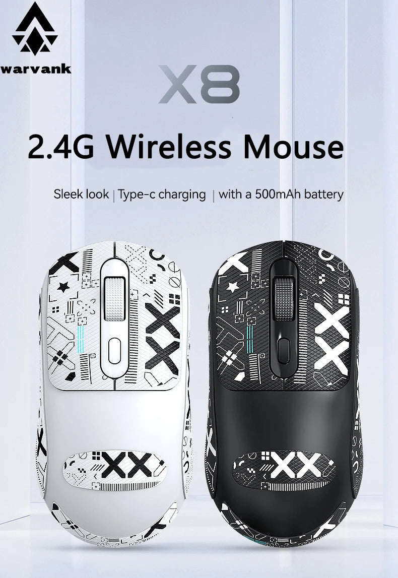 Warvank X8 Wireless Gaming Mouse 500 mAh TYPE-C Rechargeable Office Mouse Suitable for Laptop Desktop Computers