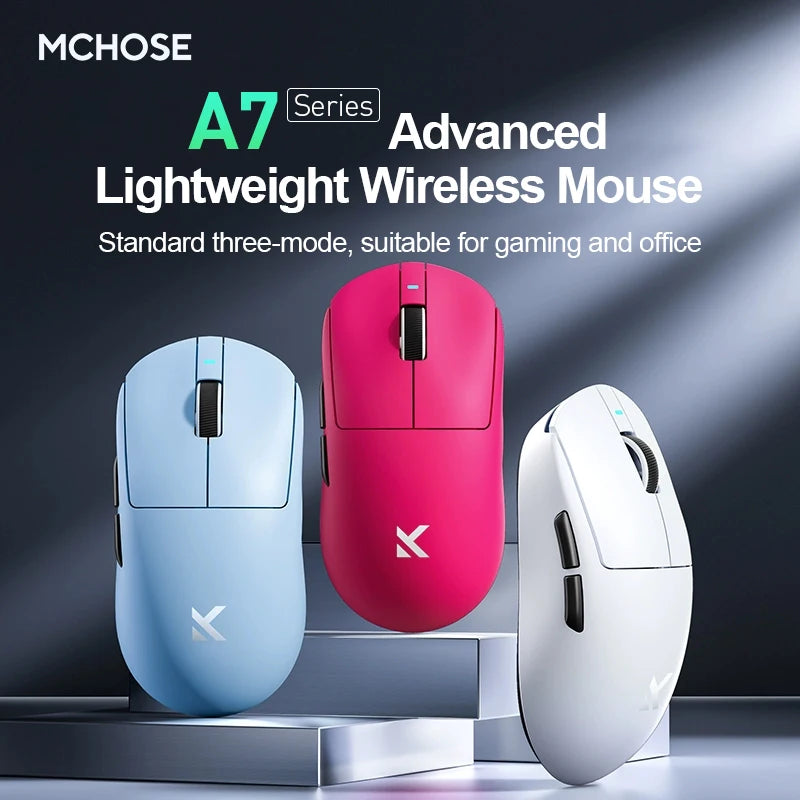 MCHOSE A7 Pro Wireless E-sports Gaming Mouse Bluetooth Rechargeable PAW3395 Lightweight Ergonomic 2.4G Wireless Mouse