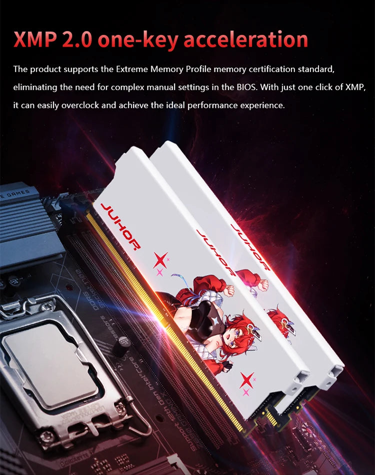 JUHOR Memoria Ram ddr4 8GB 16GB 3200MHz 3600MHz DIMM Desktop  Gaming Memory RAMS with White Heat Sink