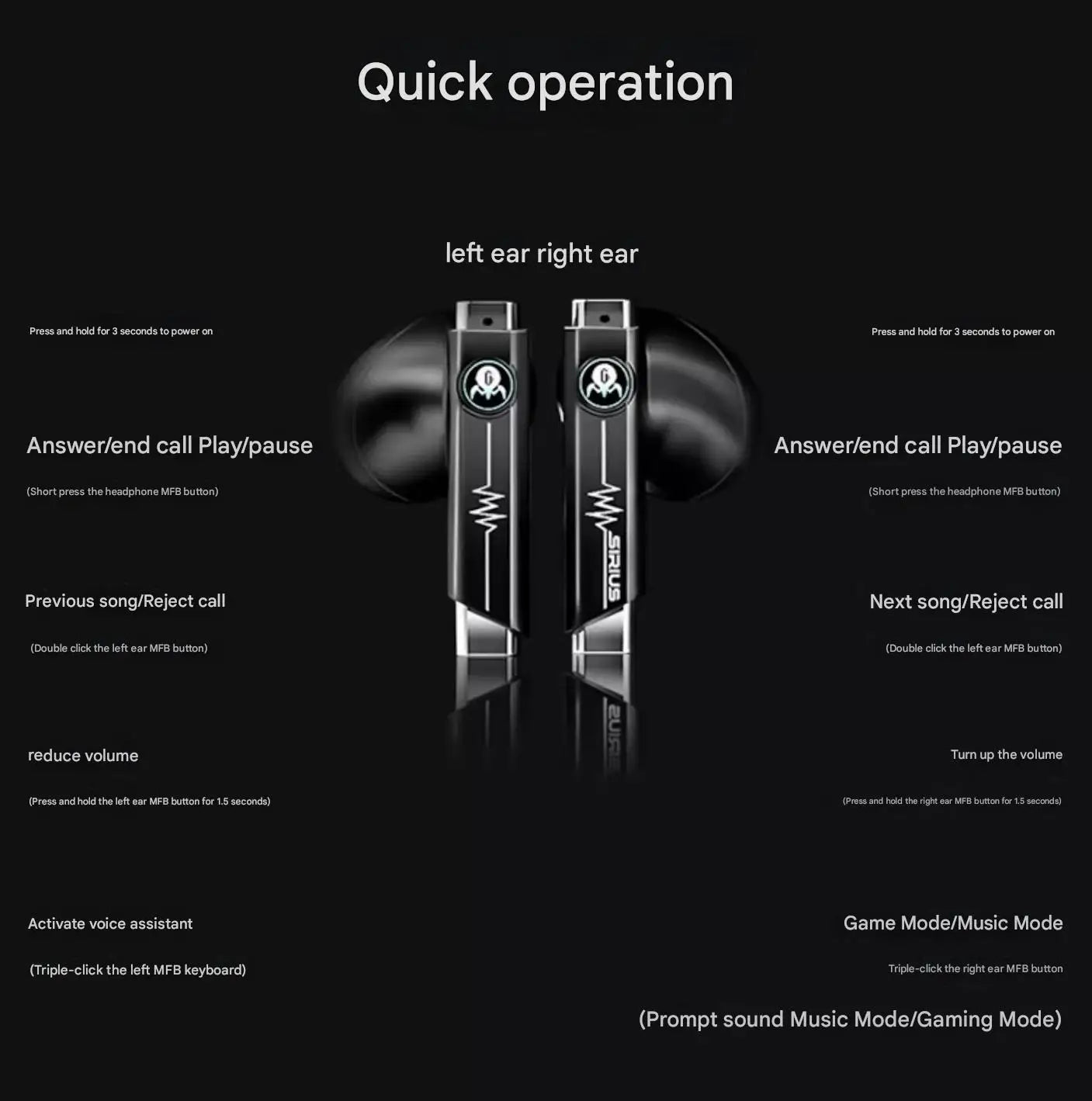 GravaStar P5 Bluetooth headset noise reduction HIFI sound quality long battery life semi-in-ear gaming mecha headset Gift