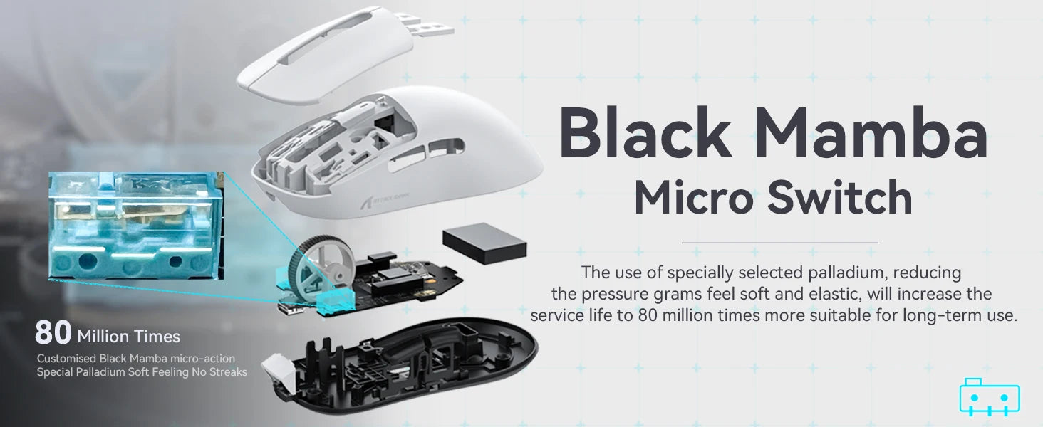 ATTACK SHARK X3 Lightweight Wireless Gaming Mouse, 49g Tri-Mode,PAW3395 26K DPI Sensor, 200h Battery Life,5 Programmable Buttons