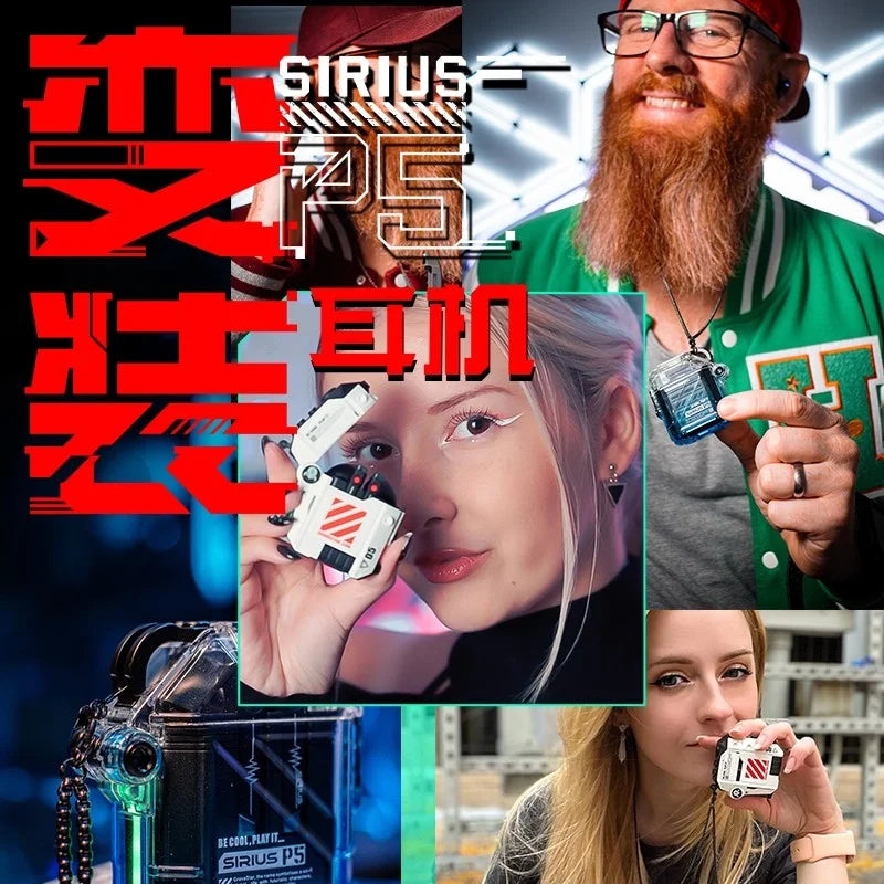 GravaStar P5 Bluetooth headset noise reduction HIFI sound quality long battery life semi-in-ear gaming mecha headset Gift