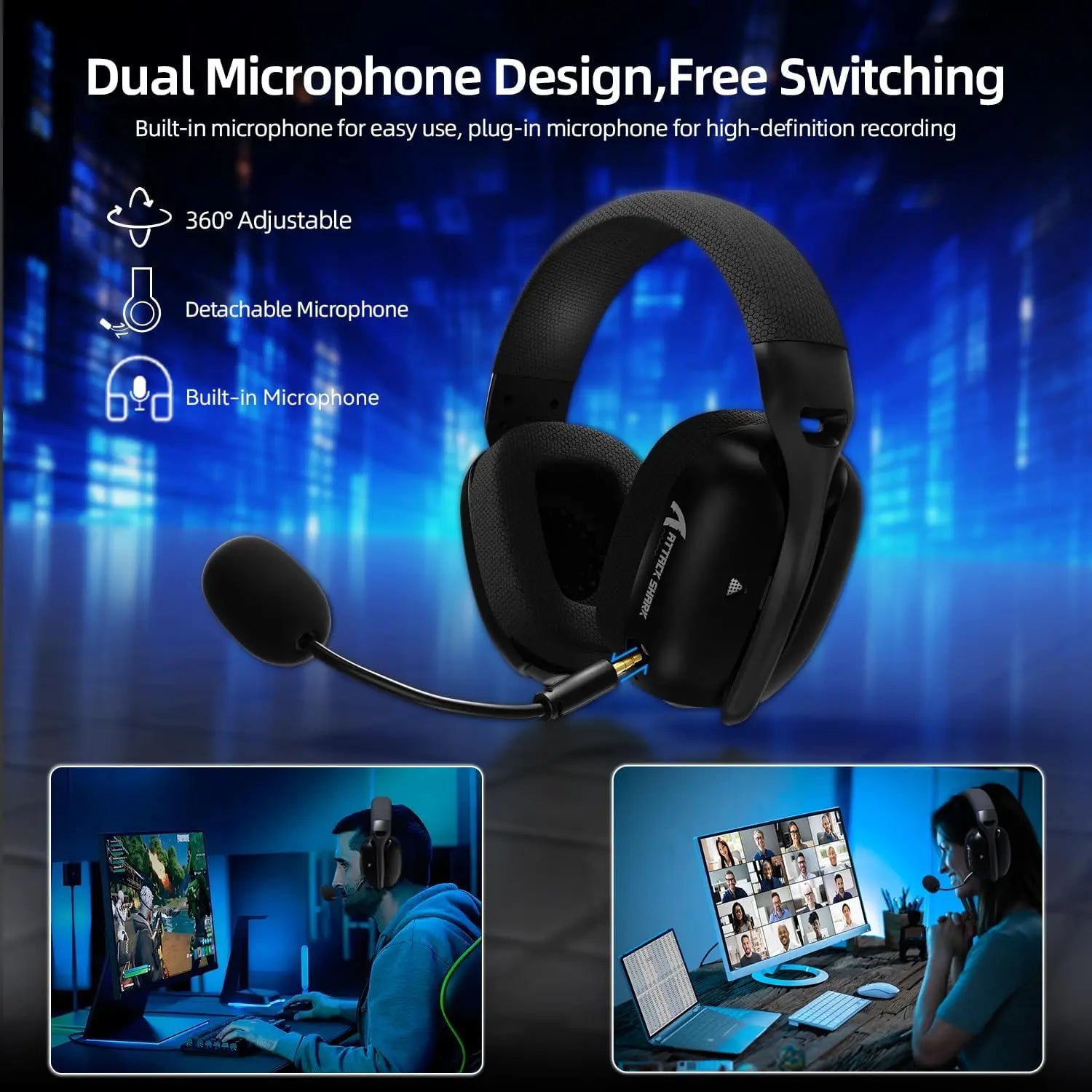 MAMBASNAKE×Attack Shark L80PRO Gaming Headset, Lightweight Over-Ear Gaming Headphones