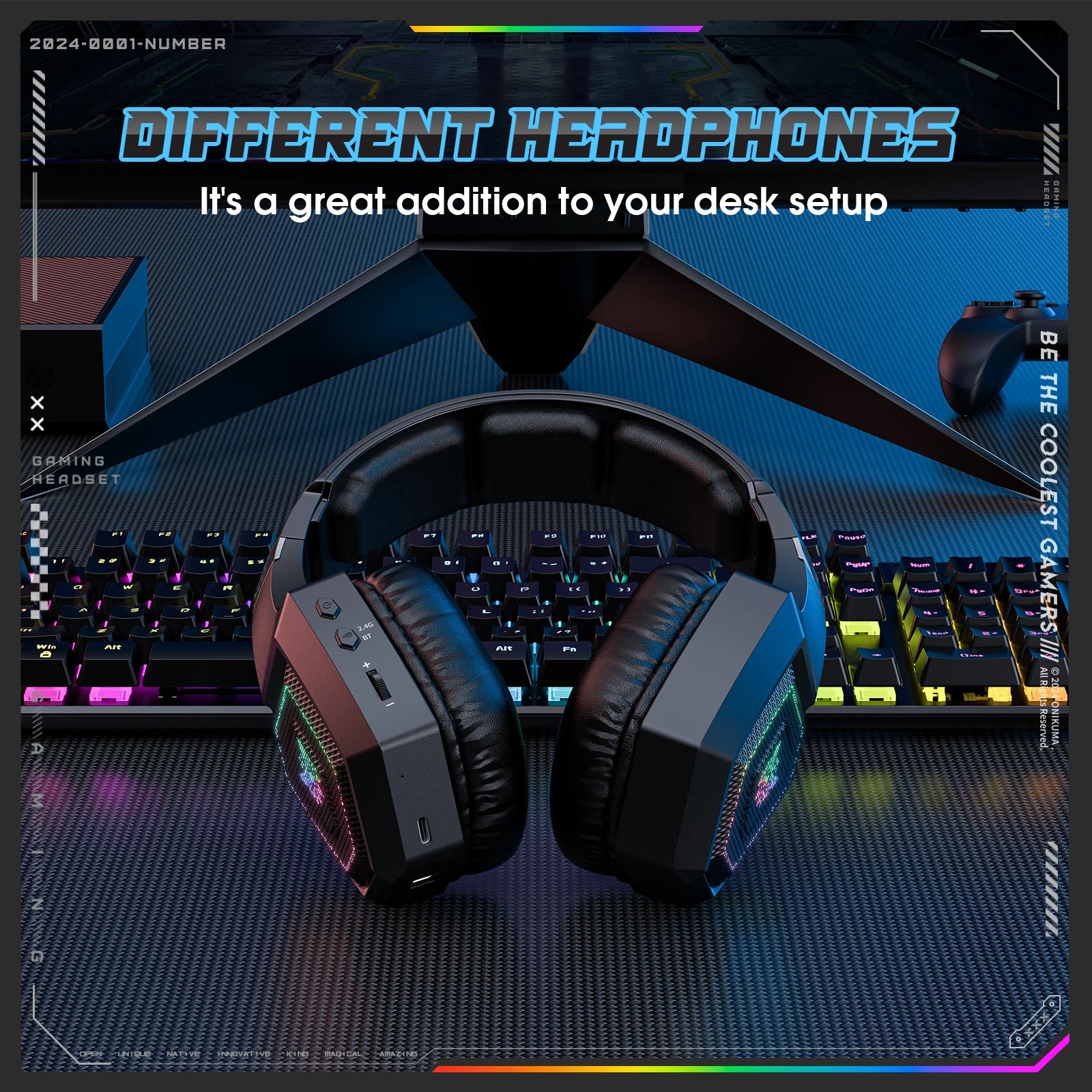 ONIKUMA Tri-Mode Headset Noise Cancelling HD Microphone Professional Gaming Wireless Headset