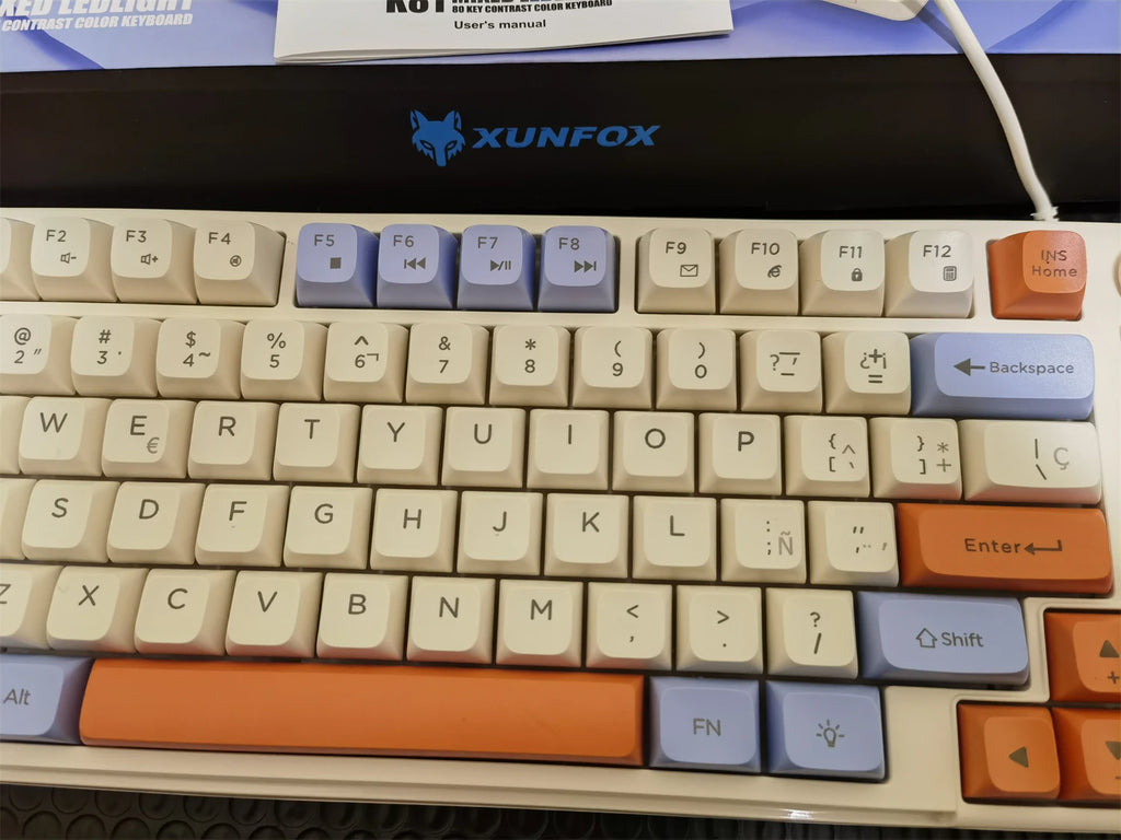 Keyboard K81 Gaming Keyboard 81 Key 80% Layout Spanish Russian Korean Arabic Keyboard USB Wired RGB Light Volume Knob Ergonomics