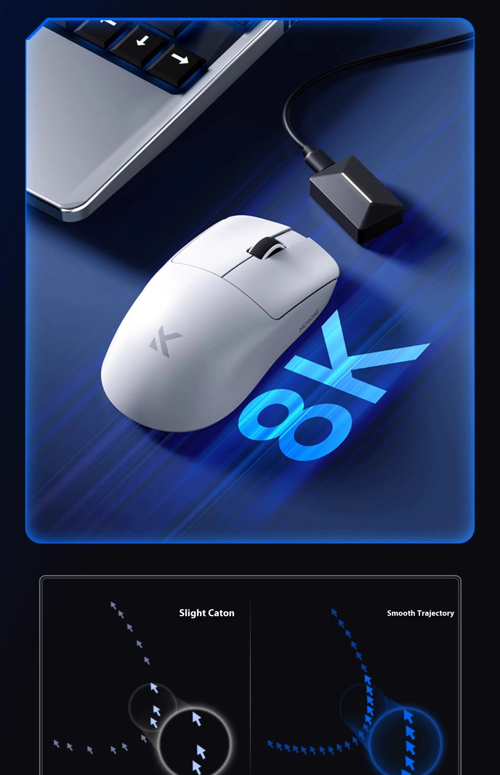 MCHOSE L7 Ultra+ Lightweight Mouse Wireless Tri-mode Bluetooth PAW3395 500mAh PC Esports Laptop Gaming Mice L7 Pro+ ﻿