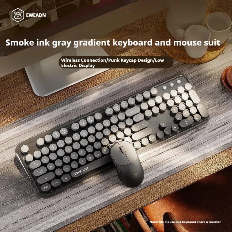 EWEADN 2.4G Single-Mode Wireless Silent Keyboard & Mouse Set, Color Block Design, Compact Ergonomic for gaming ,Office Laptop PC