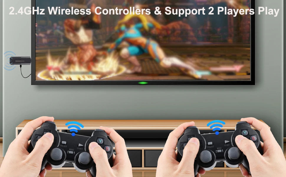 GD10 Plus Game Console 4K 3D X2 Plus Gaming HD Output TV Game play 2.4G Dual Handle Portable video Game Console For PS1 N64