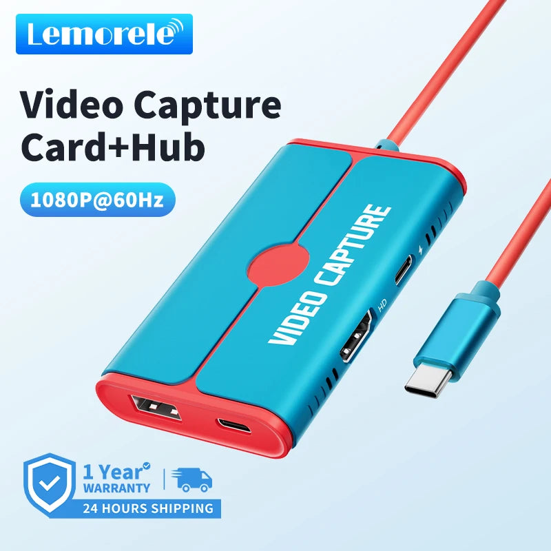 Lemorele  Video Capture Card Switch Dock for Nintendo Switch/OLED USB C to HDMI-Compatible Cable Adapter 1080P60Hz 100W PD