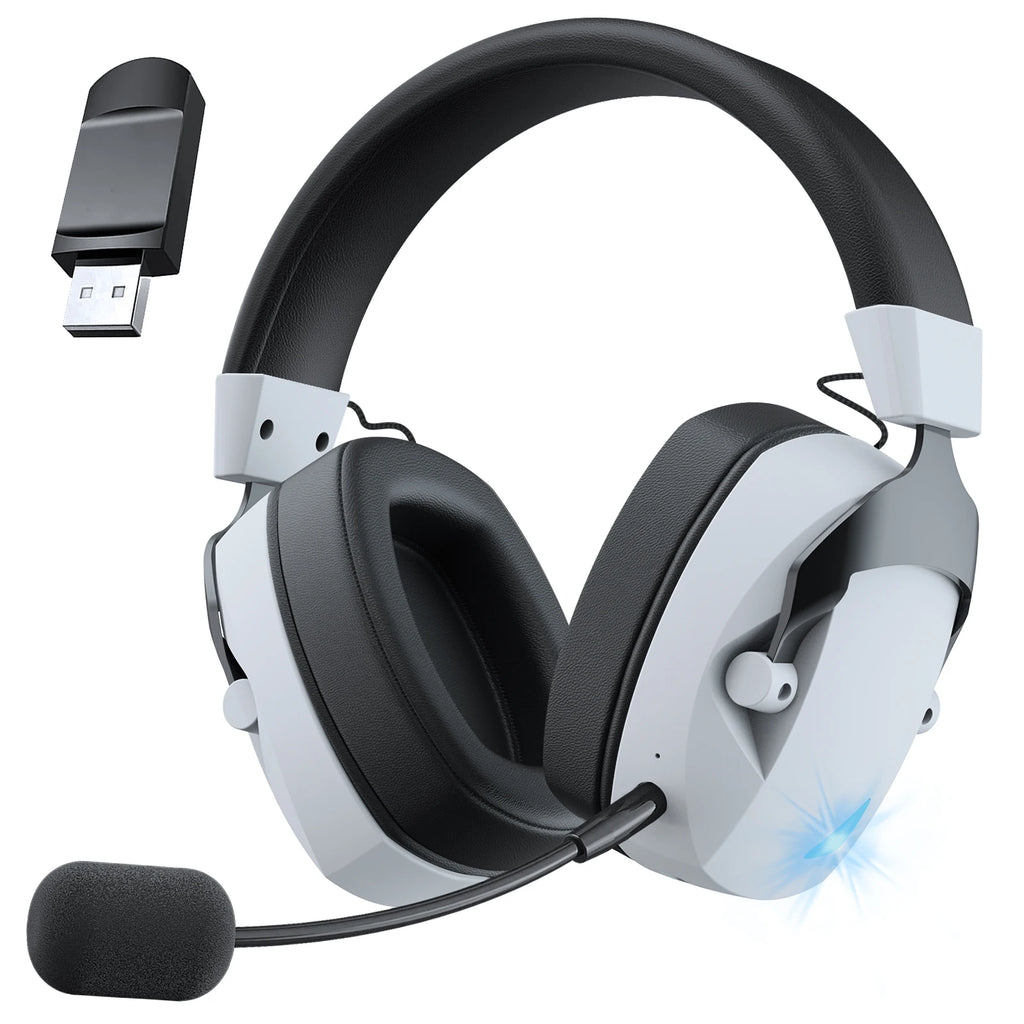 2.4GHz Wireless Gaming Headset for PS5, PS4 Gamers, PC, Nintendo Switch, Bluetooth Gaming Headphones with Noise Canceling Mic