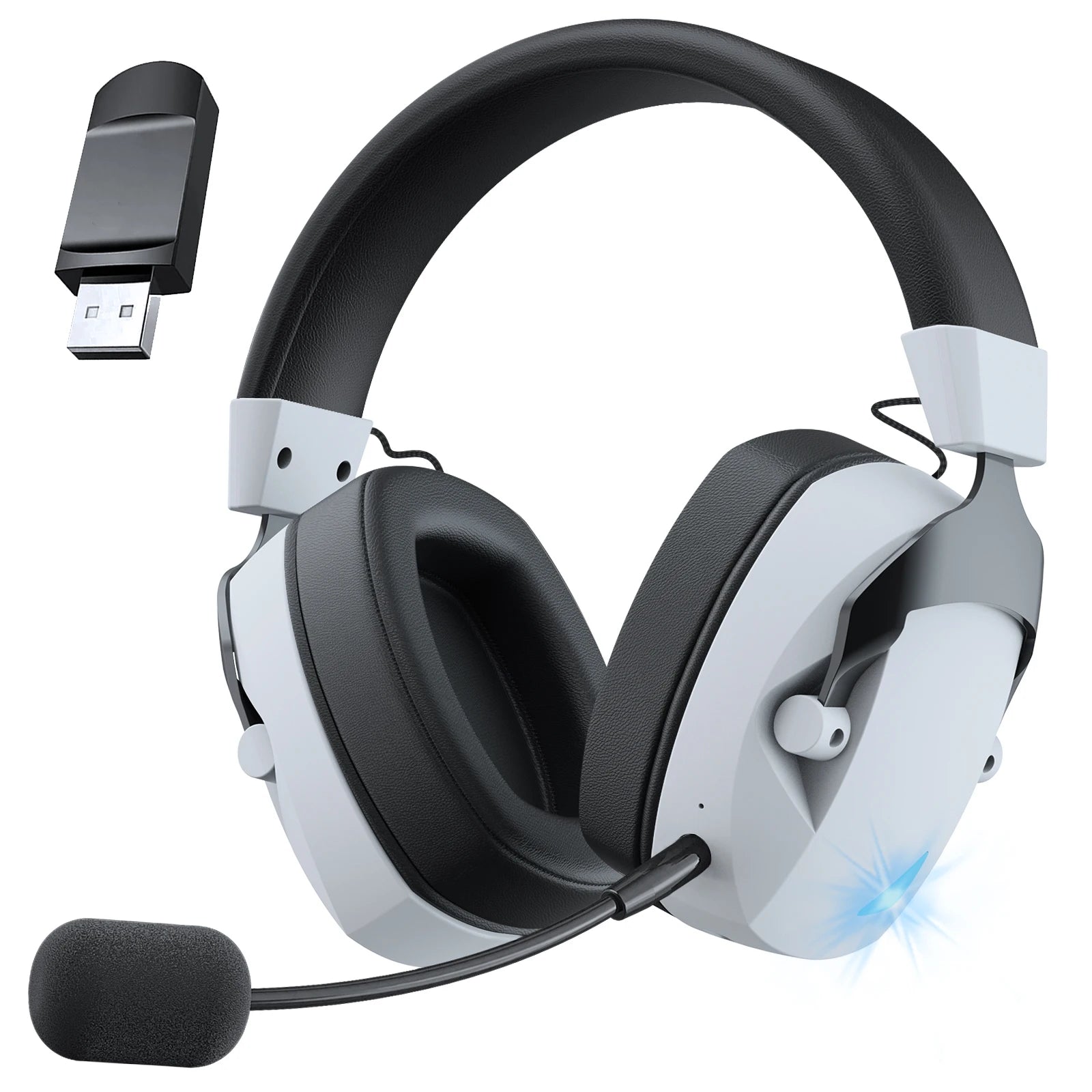2.4GHz Wireless Gaming Headset for PS5, PS4 Gamers, PC, Nintendo Switch, Bluetooth Gaming Headphones with Noise Canceling Mic