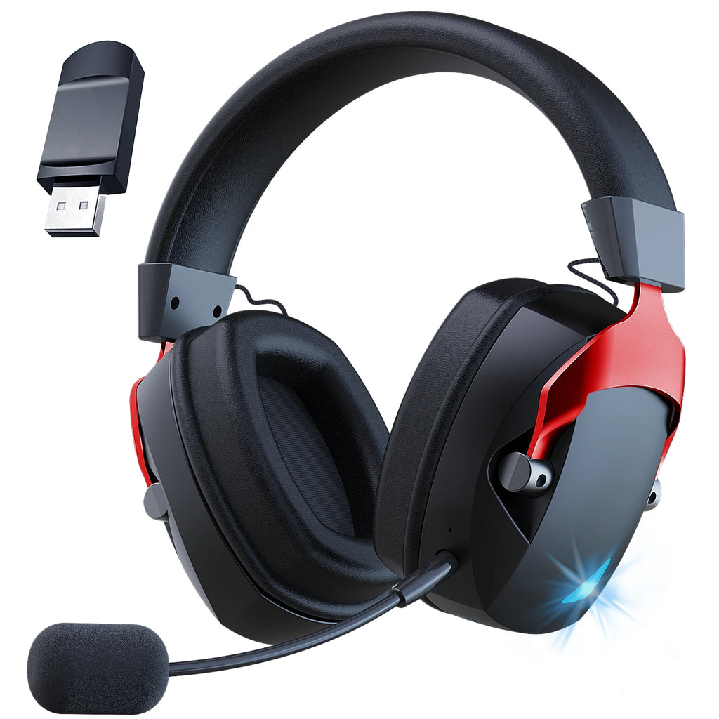2.4GHz Wireless Gaming Headset for PS5, PS4 Gamers, PC, Nintendo Switch, Bluetooth Gaming Headphones with Noise Canceling Mic