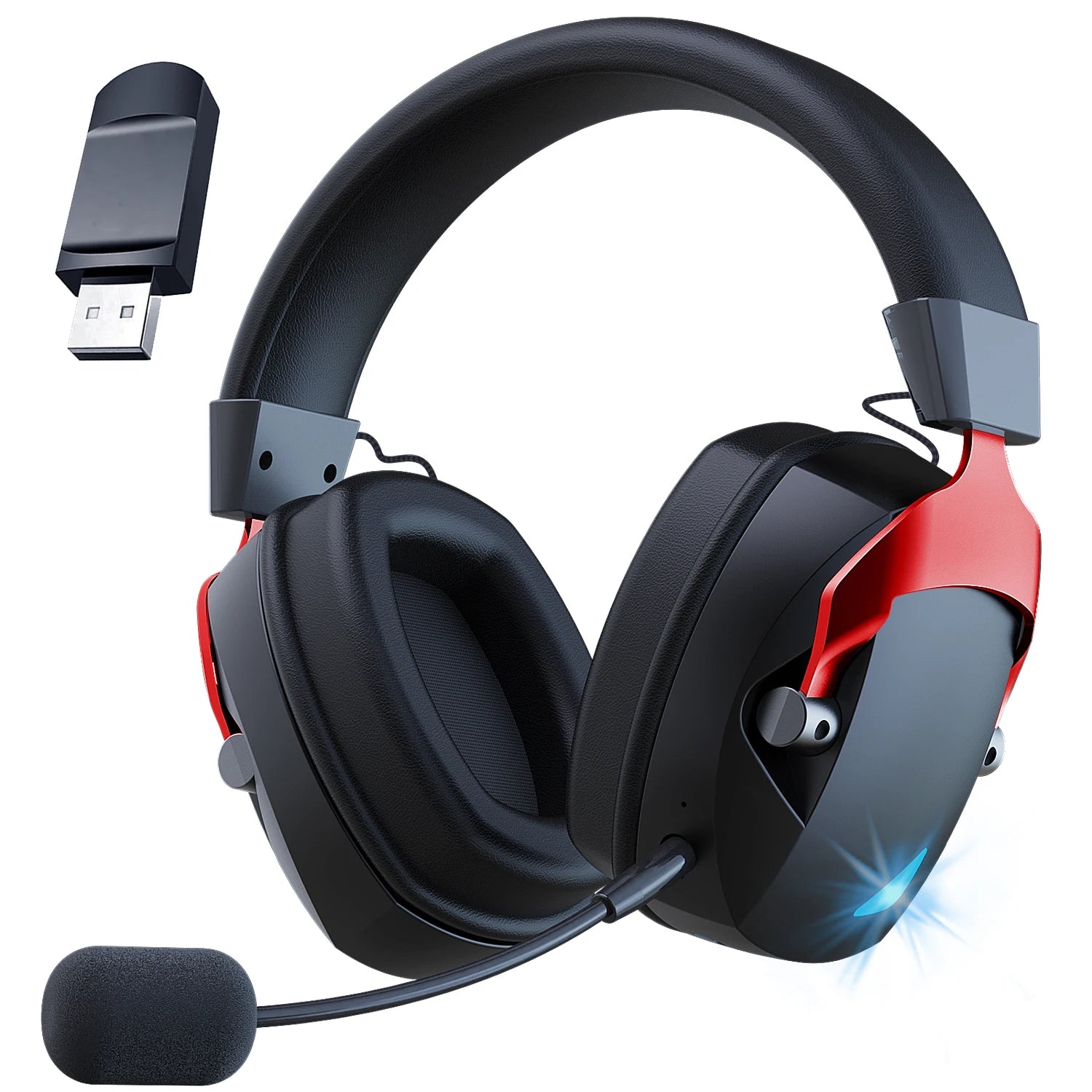 2.4GHz Wireless Gaming Headset for PS5, PS4 Gamers, PC, Nintendo Switch, Bluetooth Gaming Headphones with Noise Canceling Mic