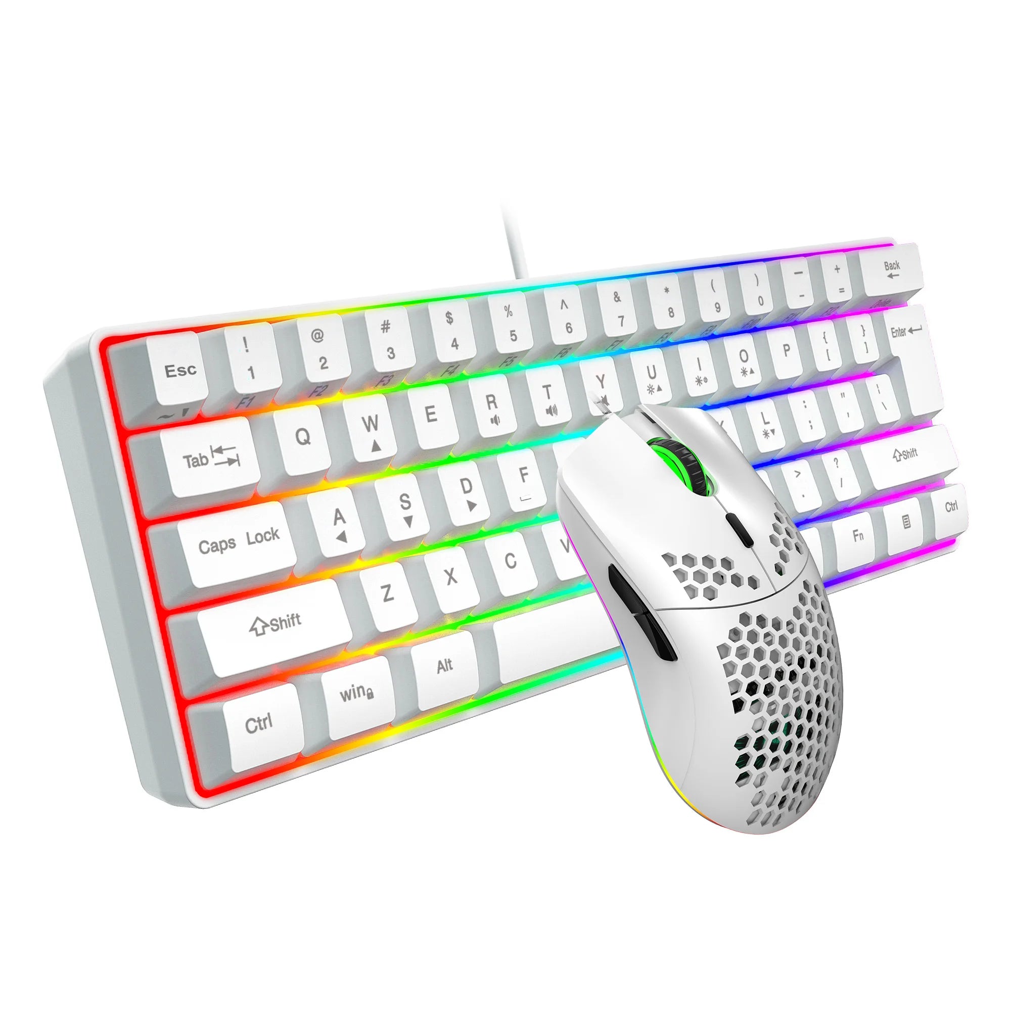 Hot selling HXSJ 61 keys V700 RGB luminous mechanical feel keyboard and mouse combos gaming set for computer game