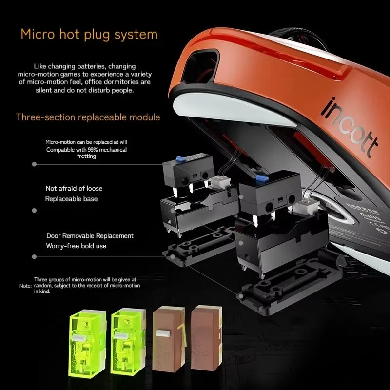 Incott G23 Pro Mouse Hot Plug Micro Motion Electronic Gaming Games Three Mode 8k Wireless Bluetooth Paw3395 Office Mouse Gifts