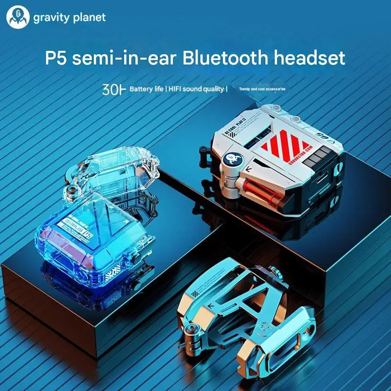 GravaStar P5 Bluetooth headset noise reduction HIFI sound quality long battery life semi-in-ear gaming mecha headset Gift