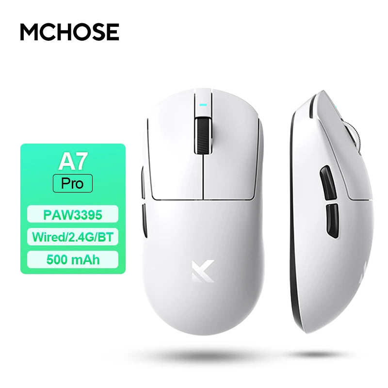 MCHOSE A7 Pro Wireless E-sports Gaming Mouse Bluetooth Rechargeable PAW3395 Lightweight Ergonomic 2.4G Wireless Mouse