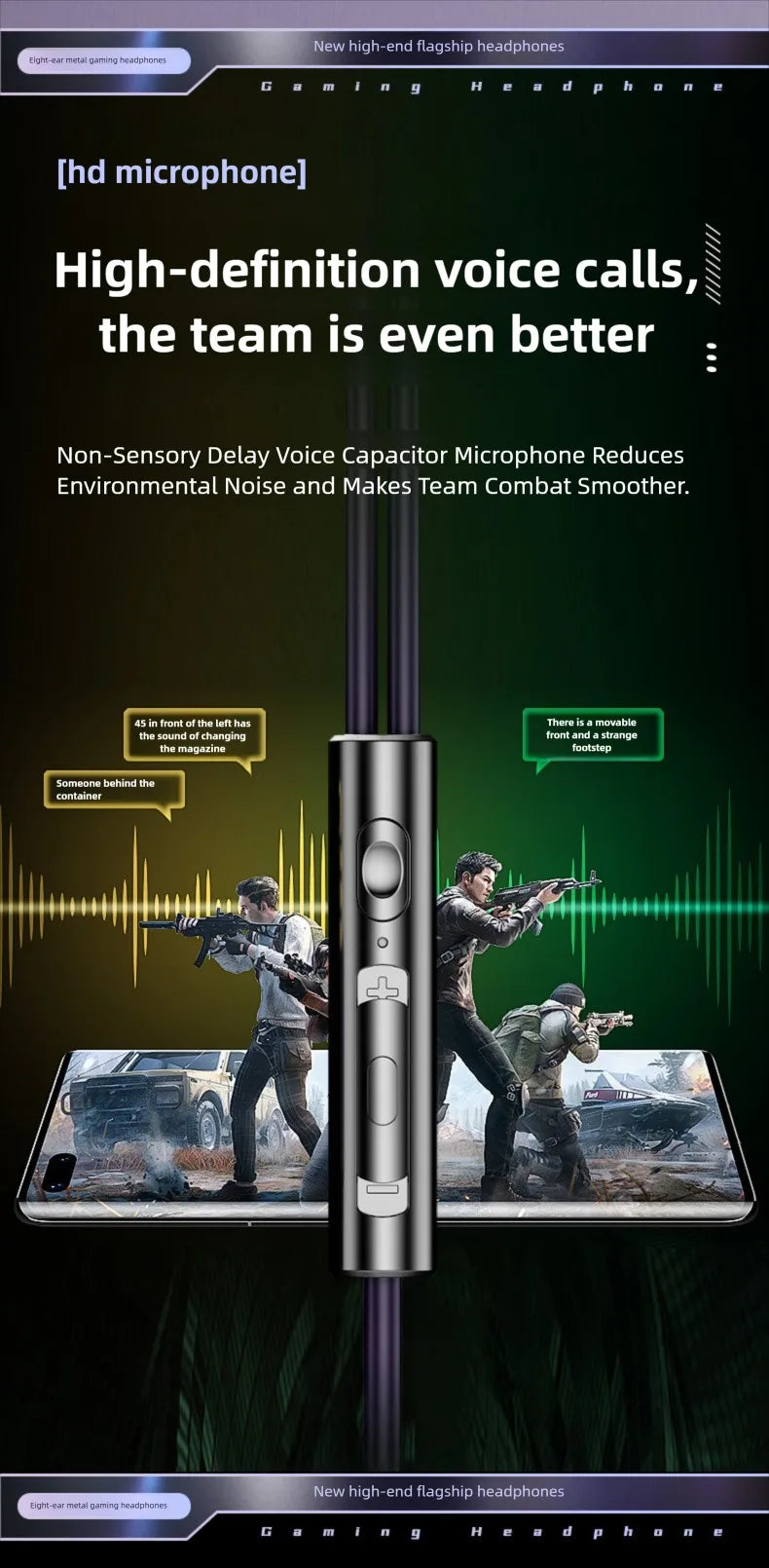 For Samsung Galaxy Gaming Wired Headphones Type C 3.5mm Heavy Bass In-Ear Earphones With Mic Phone Tablet PC HIFI Music Earbuds