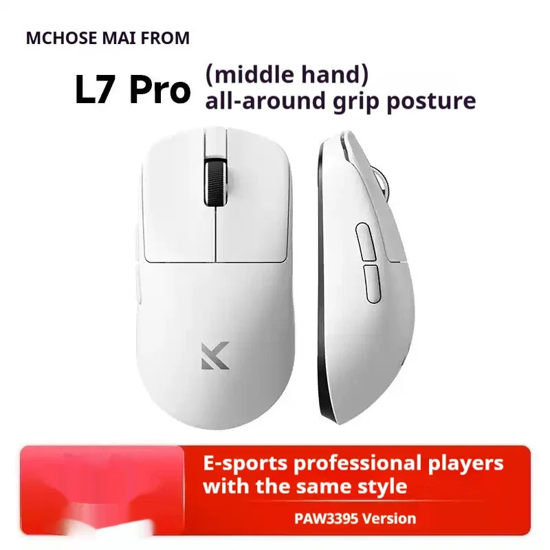 MCHOSE L7 Ultra+ Lightweight Mouse Wireless Tri-mode Bluetooth PAW3395 500mAh PC Esports Laptop Gaming Mice L7 Pro+ ﻿