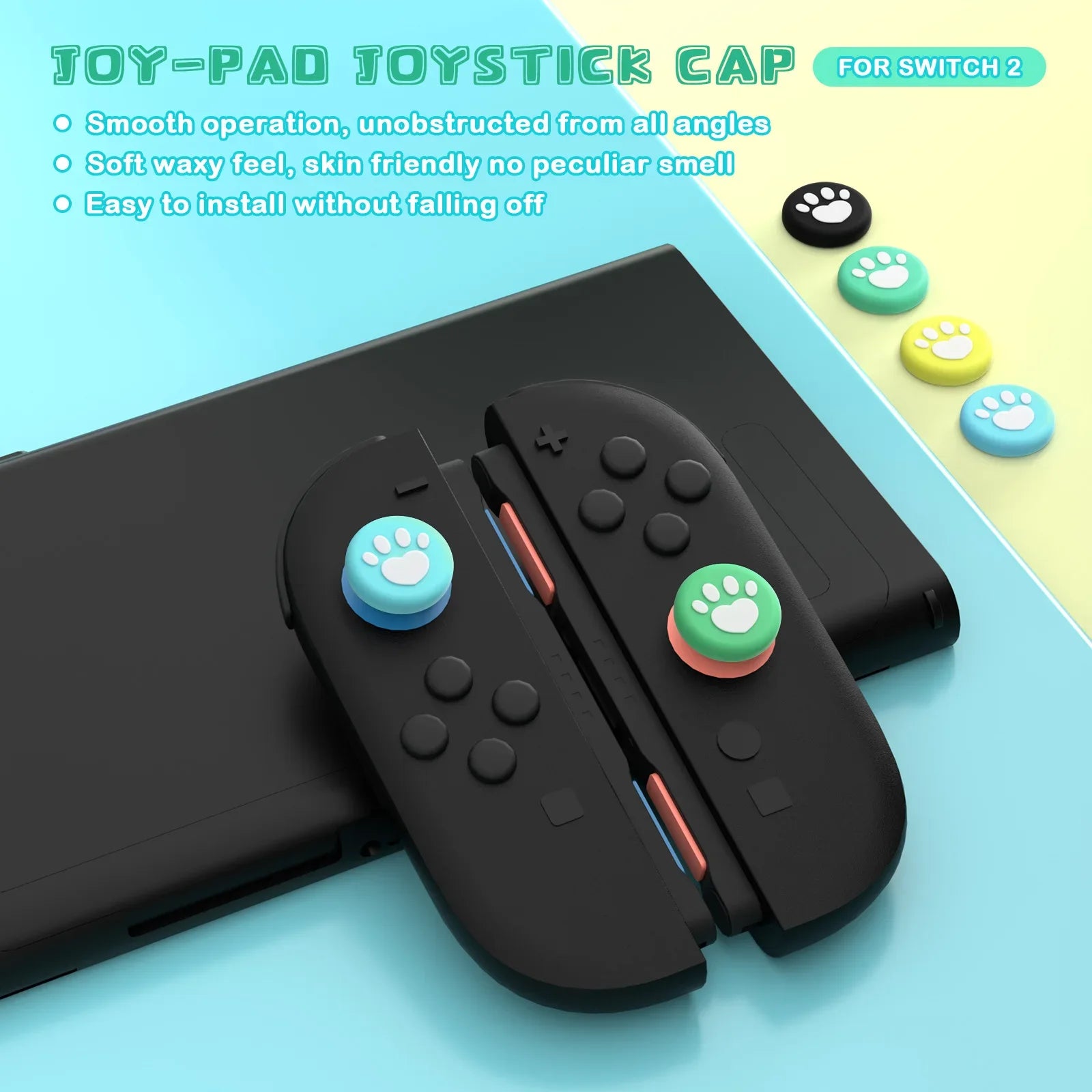 Thumb Skin Grips Caps for Nintendo Switch 2 Joystick Cover Case for Switch2 Silicone Soft Cat Paw Cover Game Console Accessories