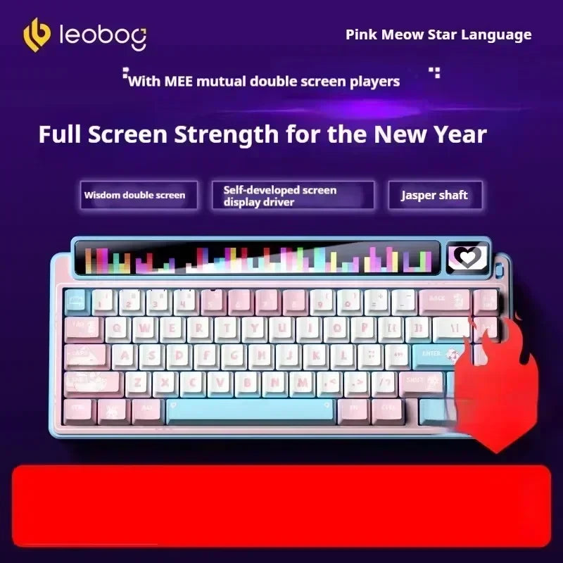 LEOBOG AMG65 Mechanical Keyboard With TFT LED Screen 3mode RGB Hot Swap Gaming Keyboard Custom Computer Gamer Accessories Gifts