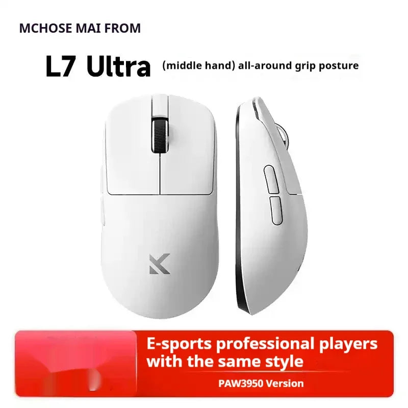 MCHOSE L7 Ultra+ Lightweight Mouse Wireless Tri-mode Bluetooth PAW3395 500mAh PC Esports Laptop Gaming Mice L7 Pro+ ﻿
