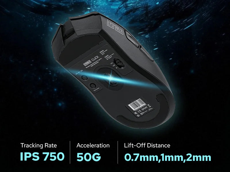 EPOMAKER Click Gaming Mouse Wireless 2.4Ghz/Bluetooth/Type-C 800 to 42000 DPI Adjustable 8K Polling Rate for PC/Mac/Linux