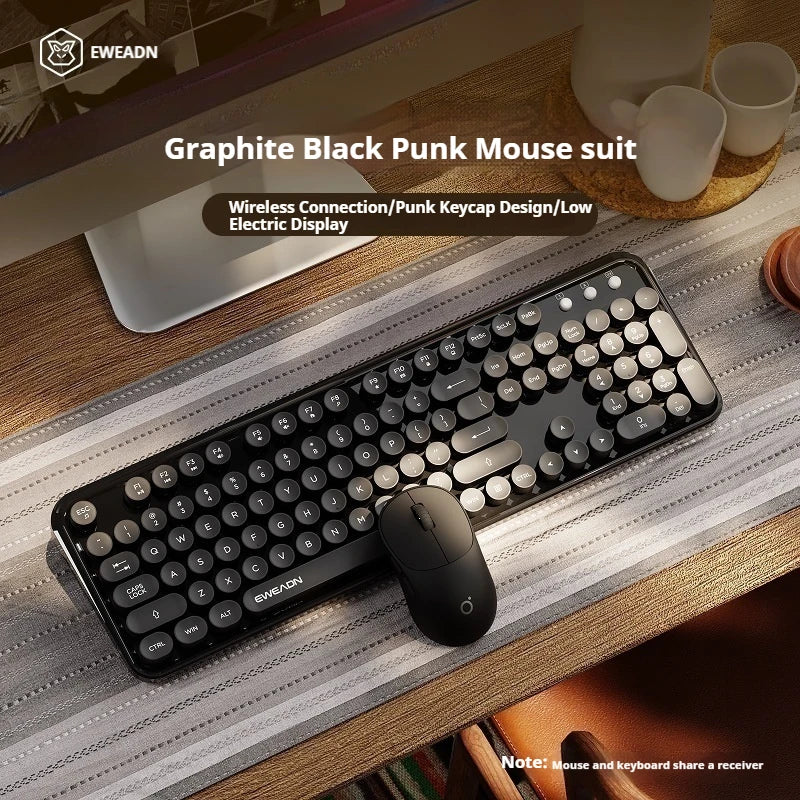 EWEADN 2.4G Single-Mode Wireless Silent Keyboard & Mouse Set, Color Block Design, Compact Ergonomic for gaming ,Office Laptop PC