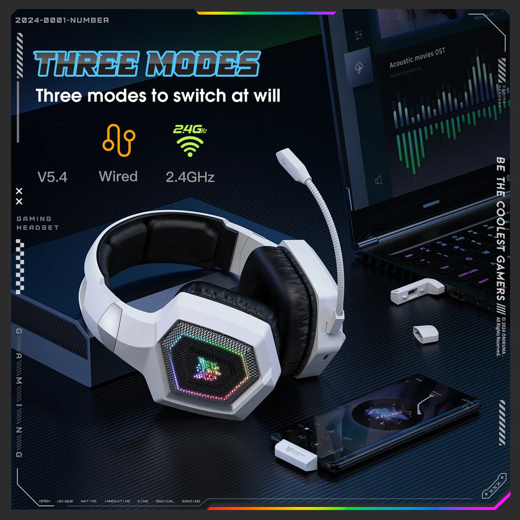 ONIKUMA Tri-Mode Headset Noise Cancelling HD Microphone Professional Gaming Wireless Headset