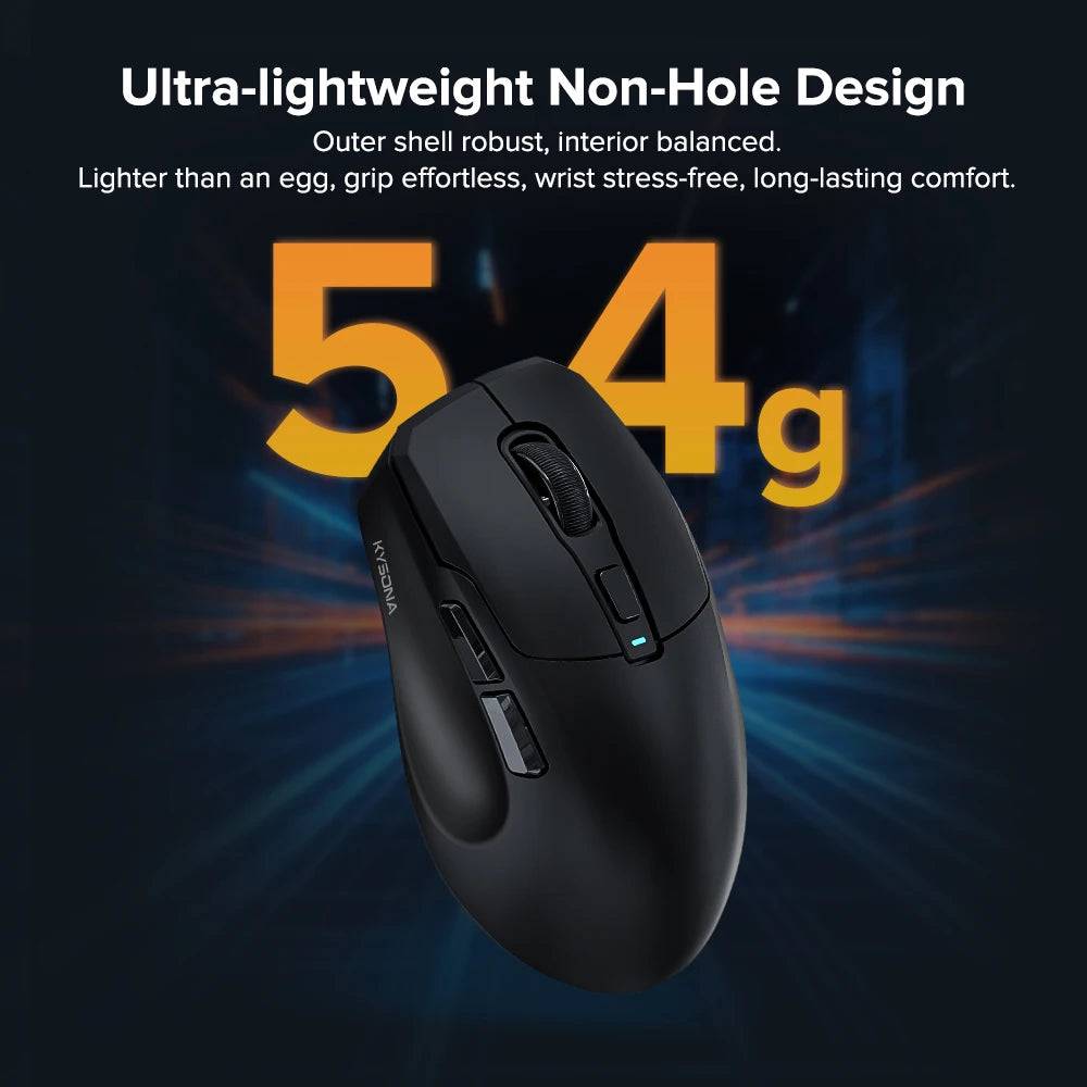 KYSONA Uranus Pro PAW3395 Wireless Gaming Mouse 54g Lightweight 8KHz Polling Rate 26000DPI Ultimate Optical Sensor For Laptop PC
