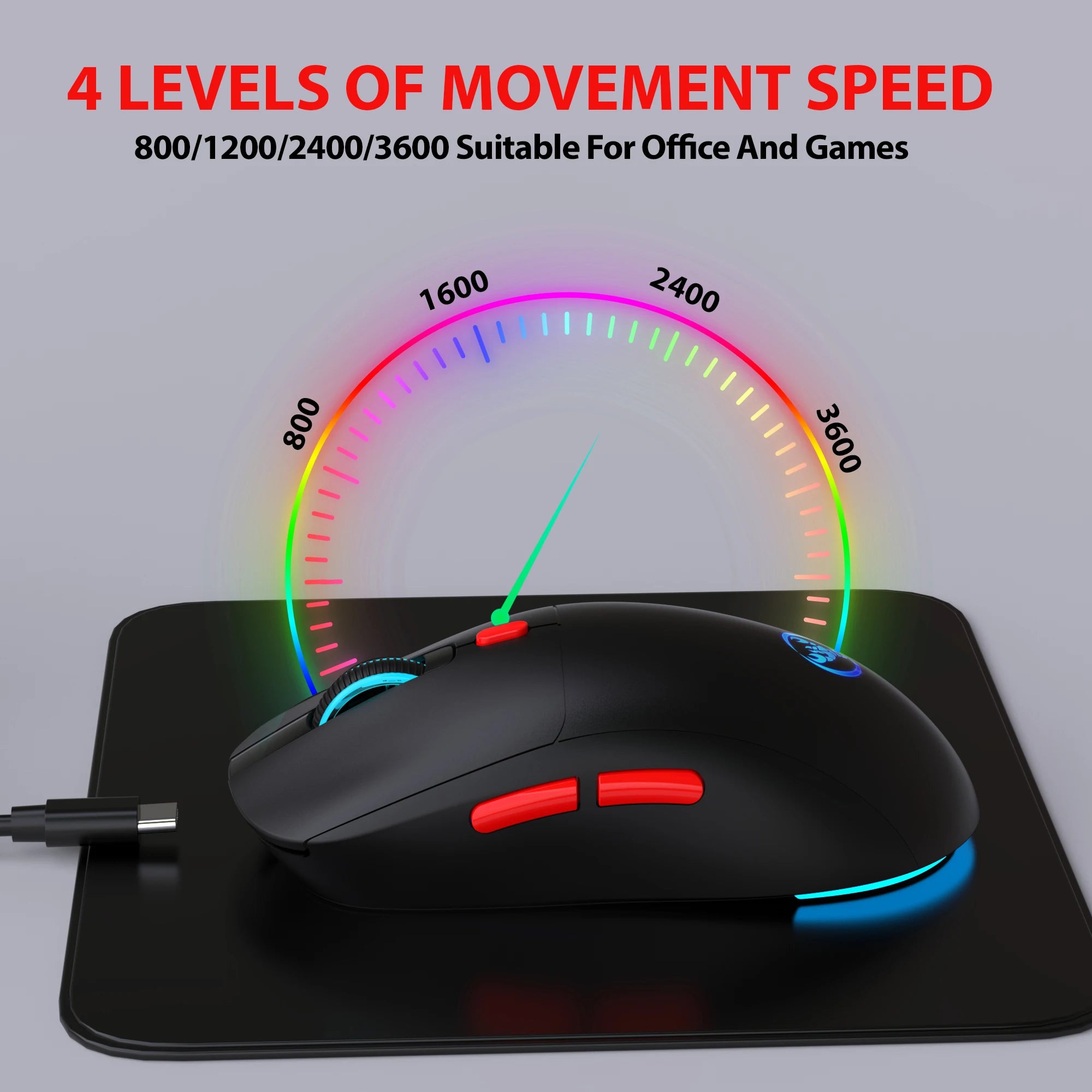 HXSJ 2.4G Wireless Rechargeable Mouse Ergonomic PAW3212 Professional IC, 650mAh Battery, 6-key Optical Gaming mouse for laptop