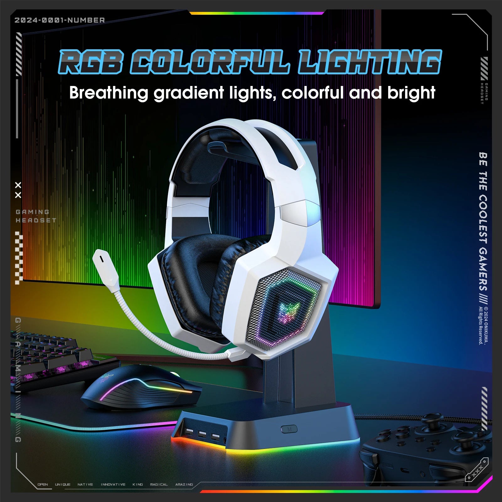 ONIKUMA Tri-Mode Headset Noise Cancelling HD Microphone Professional Gaming Wireless Headset