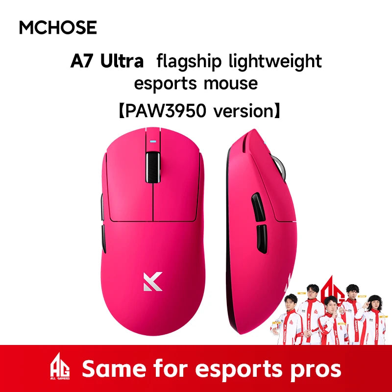 MCHOSE A7 Pro Ultra Wireless Gaming Mouse 59g Lightweight Office PAW3950 Dual 8K Polling Rate 42000 DPI 500mAh Ultra-low Latency