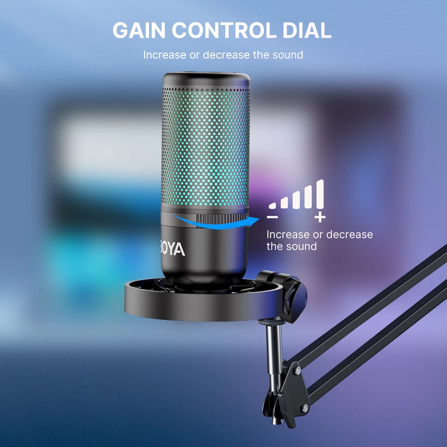 BOYA K3 USB Condenser Microphone with RGB Control/Headphone jack/Mute,MIC for PC Gaming Recording Streaming AmpliGame Podcasting