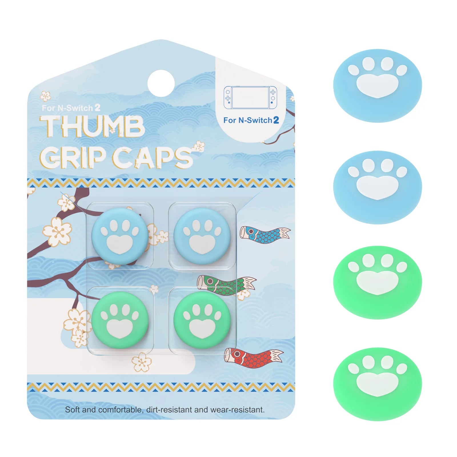 Thumb Skin Grips Caps for Nintendo Switch 2 Joystick Cover Case for Switch2 Silicone Soft Cat Paw Cover Game Console Accessories
