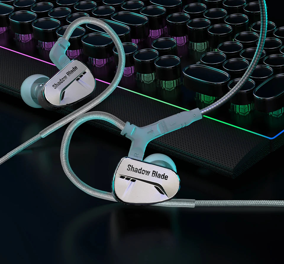 CVJ Shadow Blade HIFI Wired in-ear Earphones Dynamic Driver + Vibration Unit Vibration Music Gaming IEM with HD MIC Tuning Tubes