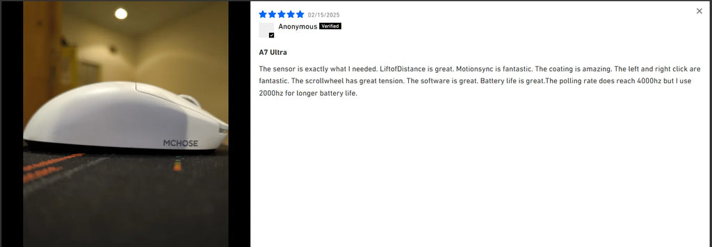 MCHOSE A7 Pro Ultra Wireless Gaming Mouse 59g Lightweight Office PAW3950 Dual 8K Polling Rate 42000 DPI 500mAh Ultra-low Latency