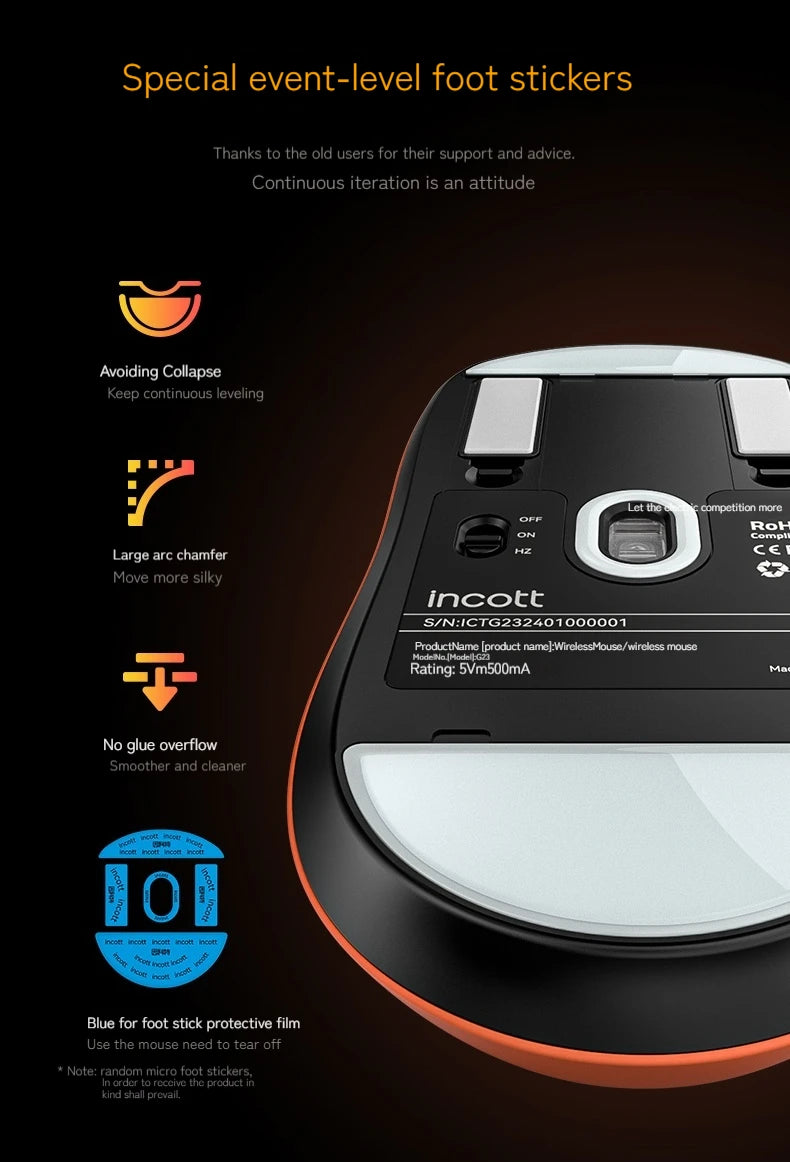 Incott G23 Pro Mouse Hot Plug Micro Motion Electronic Gaming Games Three Mode 8k Wireless Bluetooth Paw3395 Office Mouse Gifts