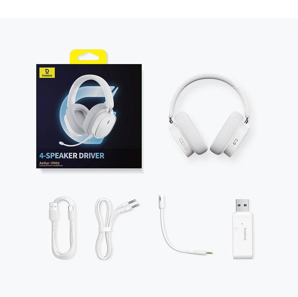 Baseus GH02 Wireless Gaming Headsets with Mic Headphones Bluetooth 5.3 40mm Driver 2.4G/Wireless/Cable RGB Overhead Headphone
