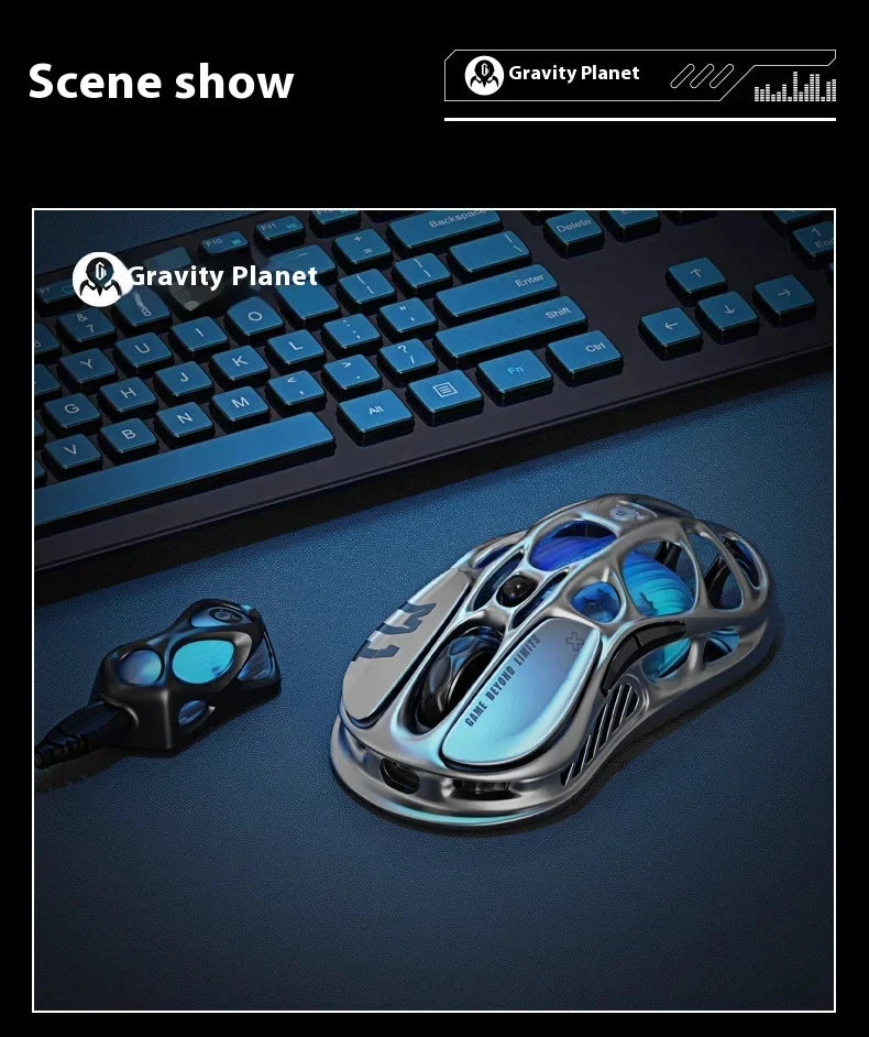 GravaStar M1 M2 Wireless Magnesium Alloy Gaming mouse PAW3395 4K 26000DPI bluetooth 2.4G wired Hollow design Gamer Mouse Gifts