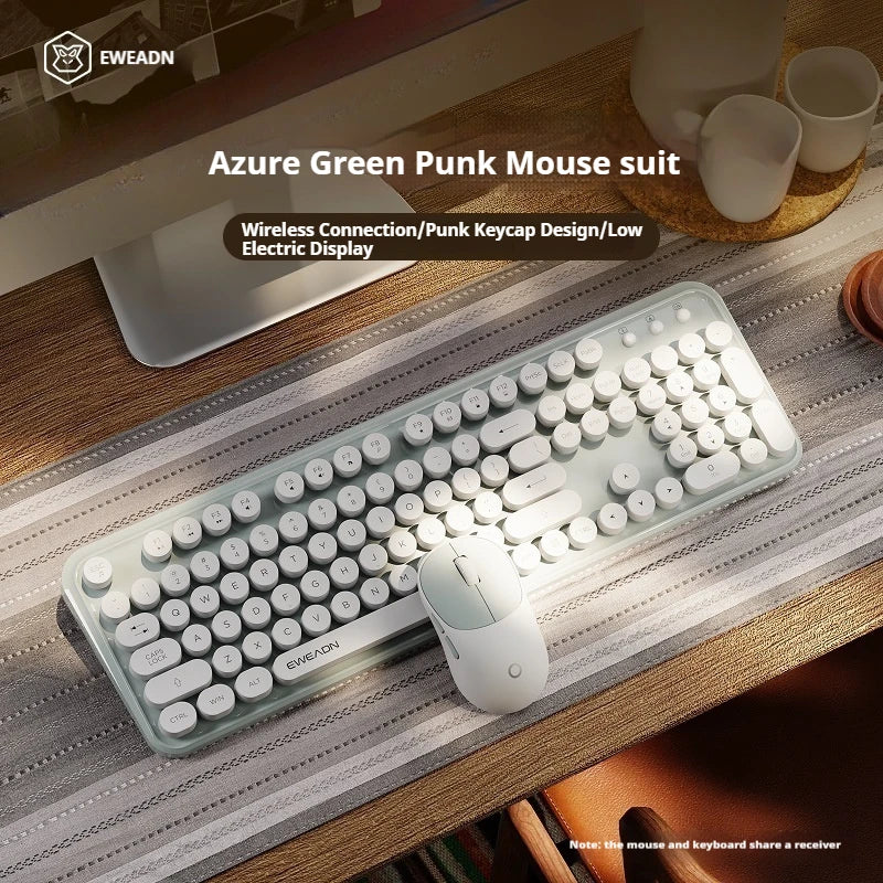 EWEADN 2.4G Single-Mode Wireless Silent Keyboard & Mouse Set, Color Block Design, Compact Ergonomic for gaming ,Office Laptop PC