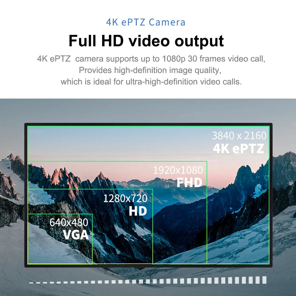 4K Webcam AI Voice Tracking with Mics Camera 4X Digital Zoom 30fps Auto Focus for PC Living Stream Online Meeting Video Camera